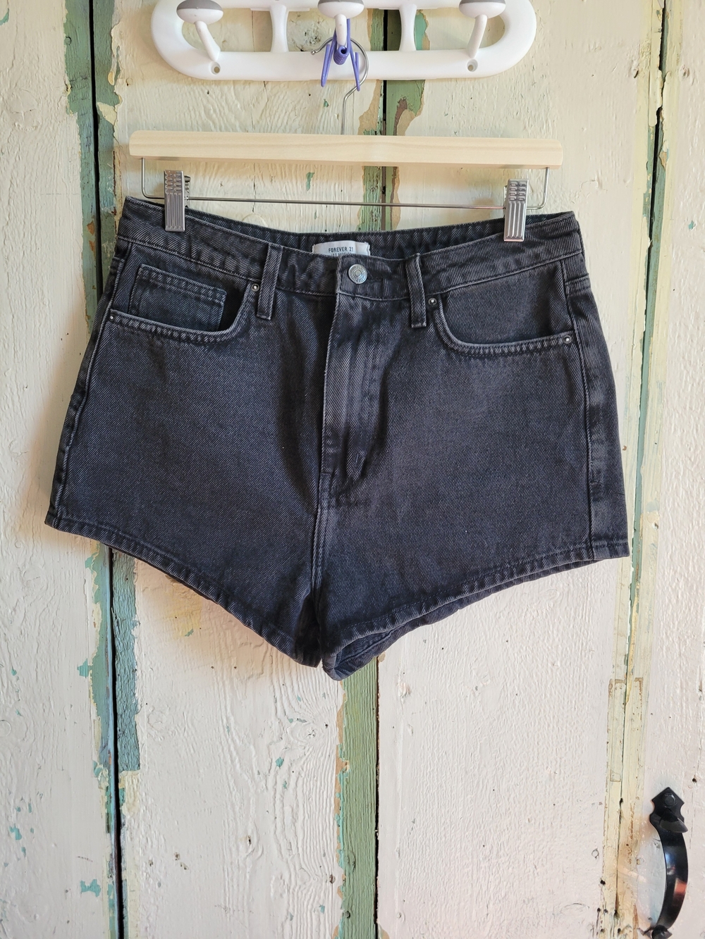 Forever 21 Black High-Rise Denim Jean Shorts